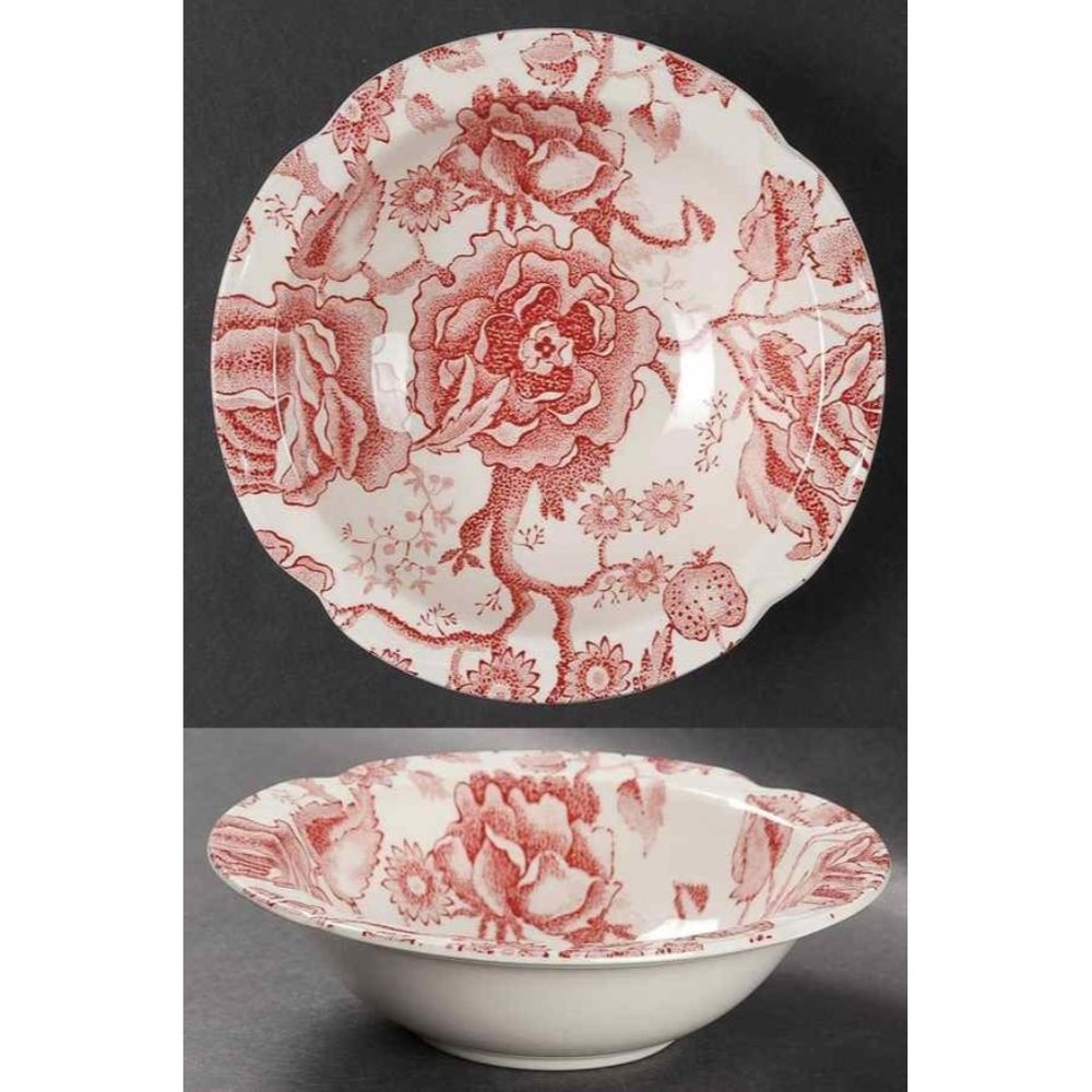 English Chippendale Red Pink by JOHNSON BROTHERS rim bowl